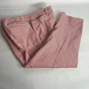 Talbots size 12 Red White Perfect Crop Pant 24" inseam 100%‎ cotton seersucker